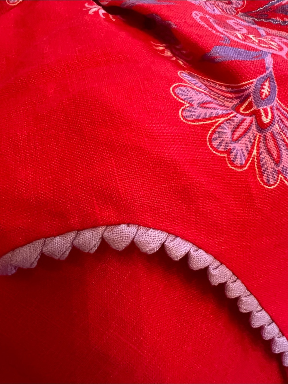 *NWT FARM Rio Red Linen Maxi Dress with Lavender Floral pattern - Picture 6 of 7